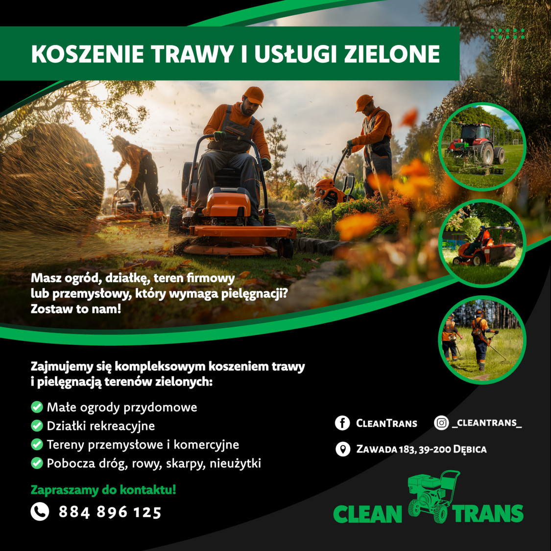 Koszenie trawy i usługi zielone – CleanTrans